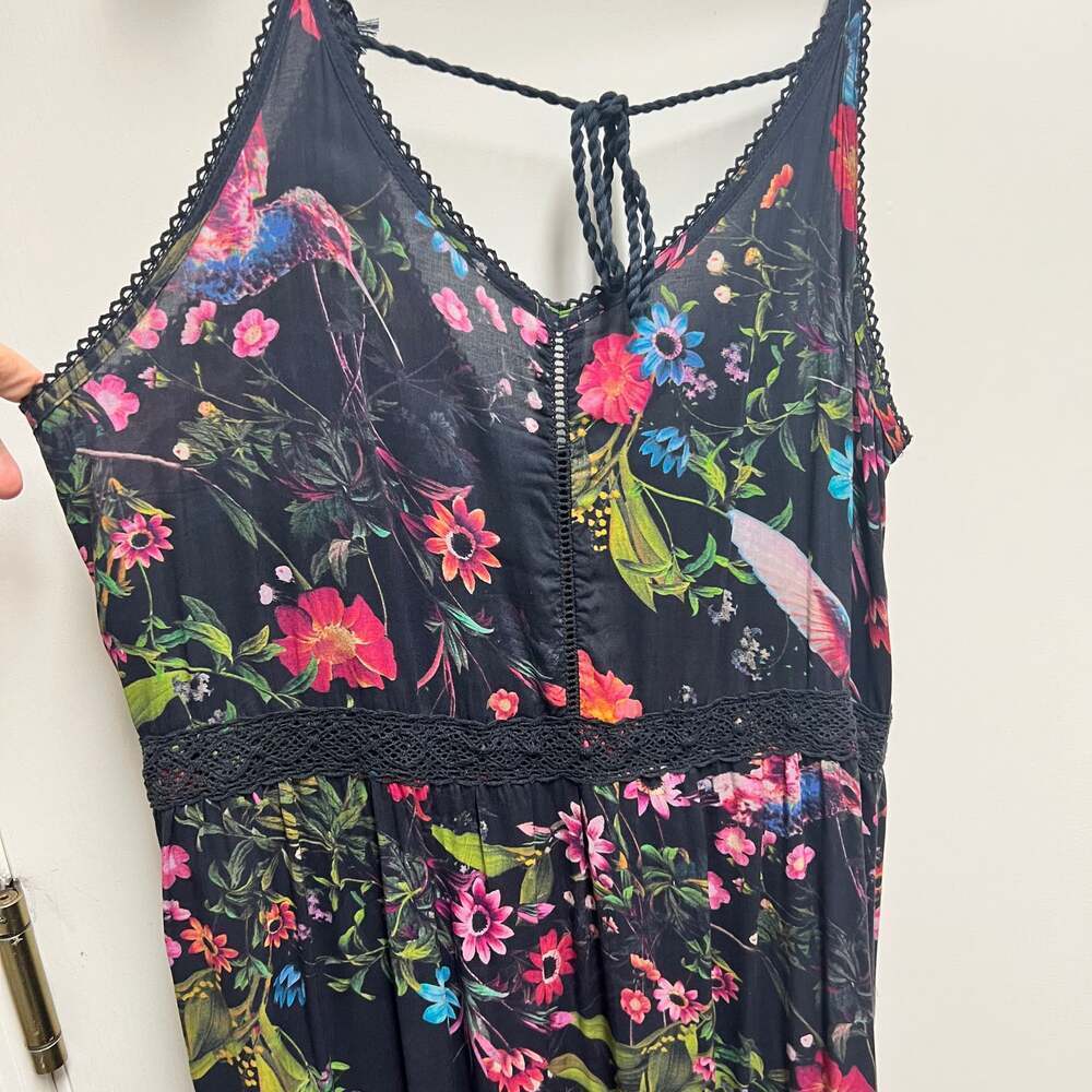 Next Beachwear Black and Floral Lace Dress - Maxi Size UK 10 - Picture 3 of 12